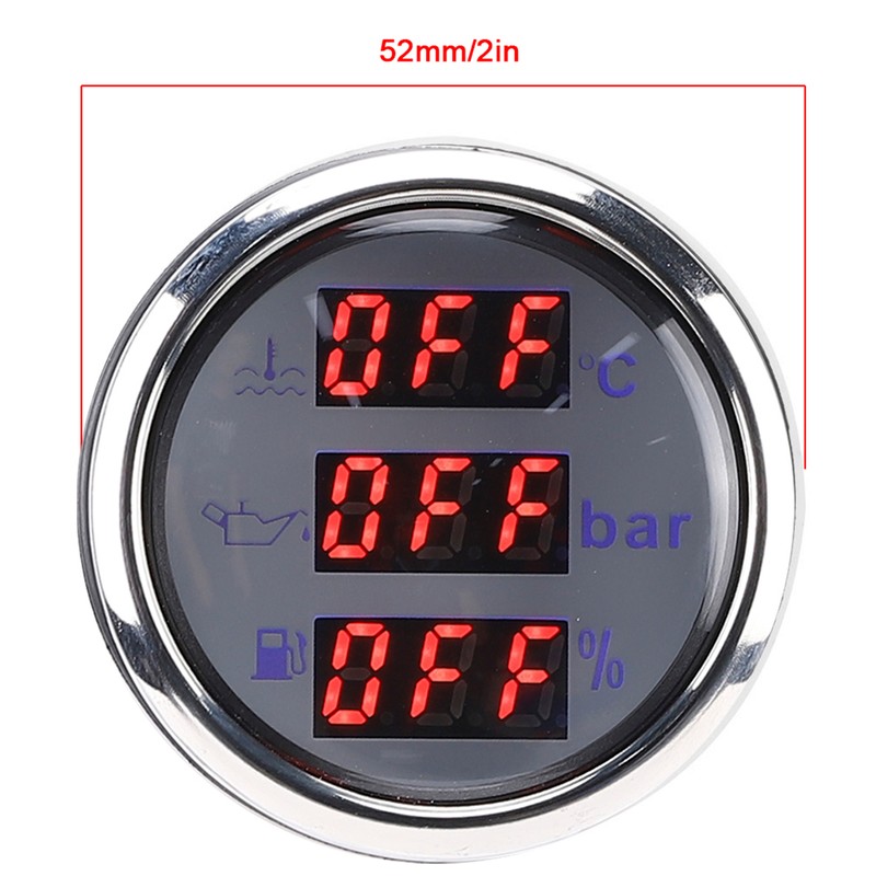 2in 3‑In‑1 Meter Cooling Water Temperature Oil Pressure Fuel Level