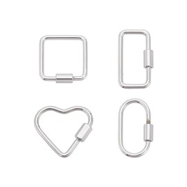 UNICRAFTALE 4pcs 4 Style Stainless Steel Color Screw Carabiner Lock Charms 304 Stainless Steel Screw Locking Keychain Carabiner Charm Oval Heart Keychain Clip for Women Jewelry Making Supplies