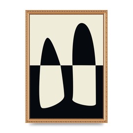 Lithobee - Abstract Split Shape Monochrome One - Printed Wall Art Design in Sizes A2, A3 & A4 Framed in a Stylish Coloured Frame or Unframed (A3 Gold Ornate Frame)