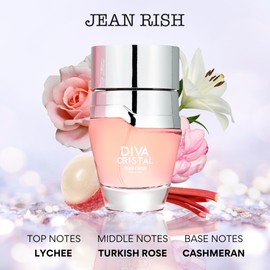 Jean Rish Diva Cristal, Eau De Parfum For Women (3.4 Fl Oz / 100 ml) With Lychee-Turkish Rose-Cashmeran, Long Lasting & Luxury Fragrance, Made In USA