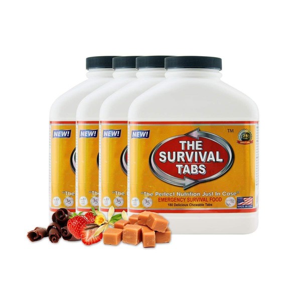 The Survival Tabs 60-Day 720 Tabs Emergency Food Ration Survival MREs Food Replacement for Outdoor Activities Disaster Preparedness Gluten Free and Non-GMO 25 Years Shelf Life Long Term - Mixed Flavor