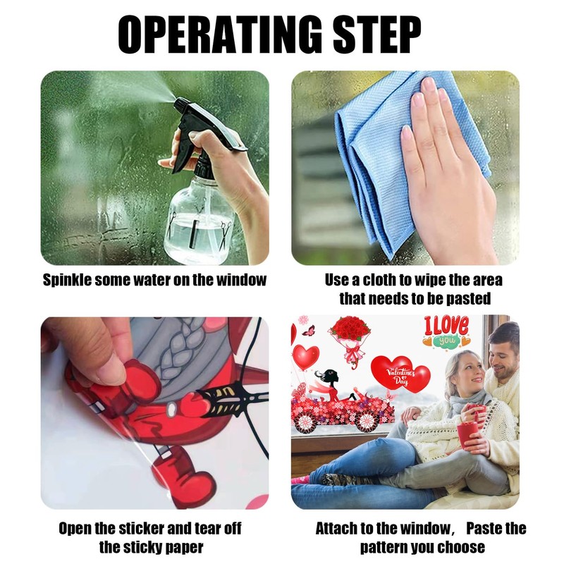 9 Sheet Valentines Day Window Clings Decorations