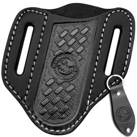 Red Scorpion Handmade Leather Knife Sheath for Belt - EDC Belt Holster for Folding Knife, Leather Sheath for Pocket Knife, Compact EDC Tools Carrier for Outdoor Activities (Dark Black)