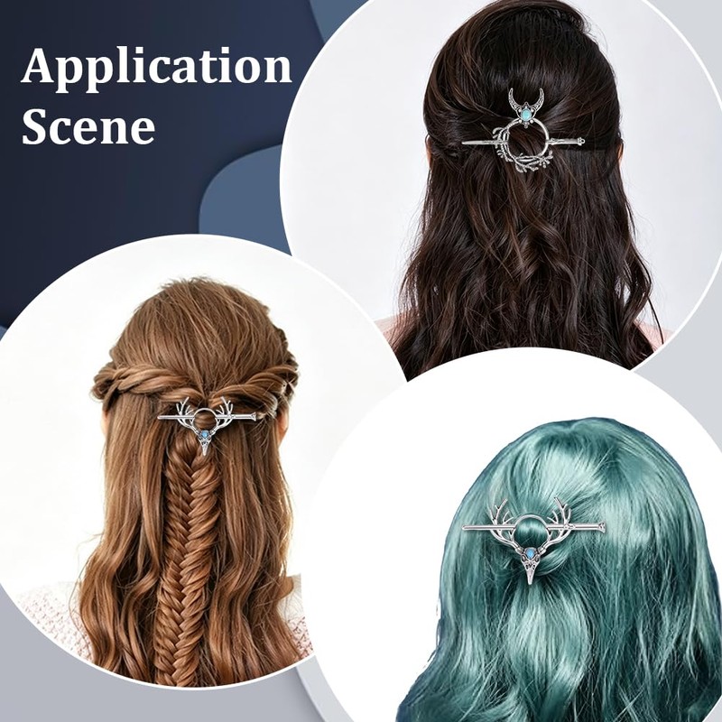 2 Styles Antler Hair Clips Gothic Hair Stick Slide Hairpins