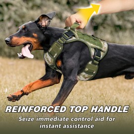 WINGOIN Tactical Dog Harness for Large Dogs, No Pull Heavy Duty Dog Harnesses with Handle, Reflective Adjustable Military K9 German Shepherd Vest for Training, Walking, Hiking (Green&Camo, XX-Large)