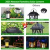 Derynome Solar Lantern Outdoor Lights, 4 Pack Upgraded Flickering Flameless