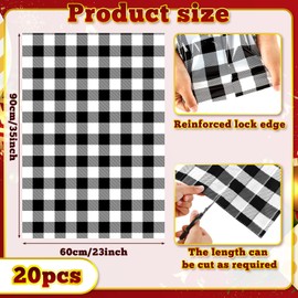 Zonon 20 Pcs Christmas Cellophane Bags Basket Bags Printed Cellophane Wrap Clear Basket Bags Large Cellophane Bags for Baskets, Weddings, Bridal or Baby Showers(Black and White Plaid)