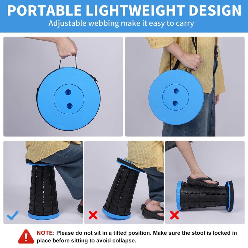gnisbis Upgraded Collapsible Stool, Folding Chair with Switch Lock -
