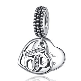 LaMenars 925 Sterling Silver Charms 18 Years Love Birthday Charm fit European Bracelets,Number Charms with 5A Cubic Zirconia Christmas Valentine Mother's Day Birthday Gift for Women