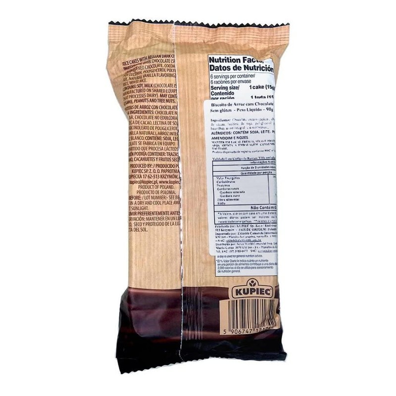 Kupiec Rice Cakes with Dark Chocolate, 90 g