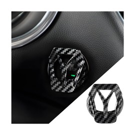 Mandark Car Engine Start Stop Button Cover, Zinc Alloy Vehicle Power Control Trim, Automotive Interior Push to Start Button Key Ignition Protective Sticker Accessories, Universal Fit (Carbon Fiber)