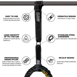 POWER GUIDANCE Battle Rope Anchor Strap Kit, Fit 1.5“/2" Battle Rope for Home Gym & Outdoor Workout
