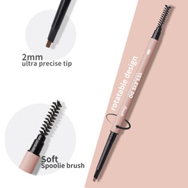 Ultra Slim Brow Pencil Taupe, Eyebrow Retractable Definer Pen with Double Head, Fine Automatic Rotation Eyebrow Pencil, Create Hair-Like Stroke Line for Natural Brows, Taupe, YES.EYE DO