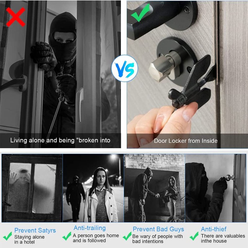 Upgrade Portable Door Lock for Travel,Suithink 304 Stainless Steel Black