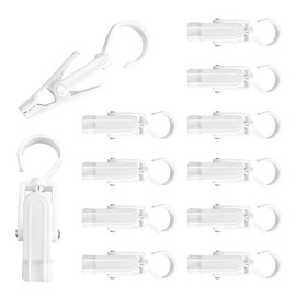 PDETVEO 12 PCS White Super Strong Laundry Hooks, Plastic Clothes Pins Swivel Hanger Clips for Beach Towel, Home Travel/Kitchen Office
