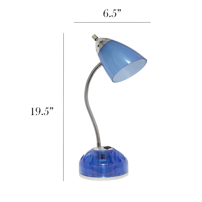 Simple Designs LD1015-CBL-LB 19.5" Flossy Organizer Desk Lamp with Charging