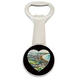 Fripp Island South Carolina Travel Souvenir Destination Heart Shape Design Magnetic Bottle Opener Single