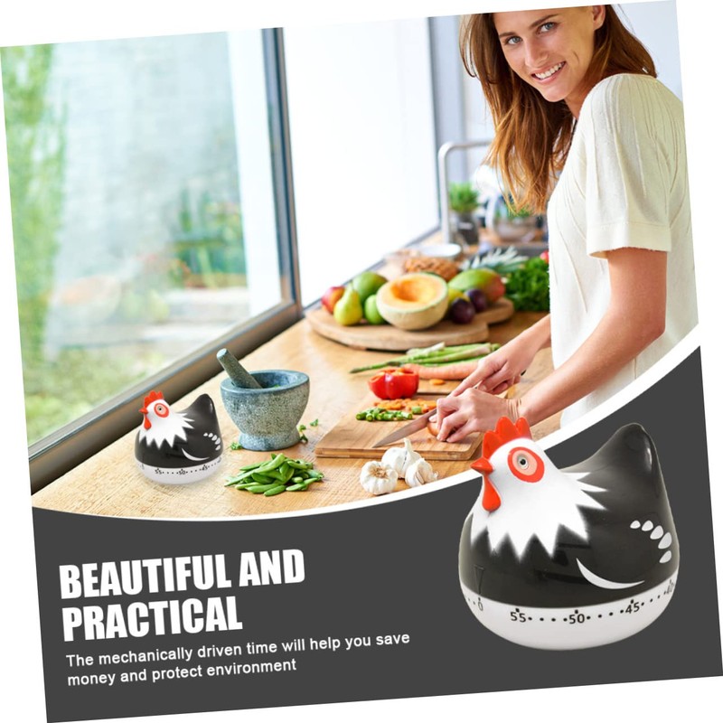 iplusmile 2pcs Cartoon Hen Timer for Cooking and Baking Mechanical