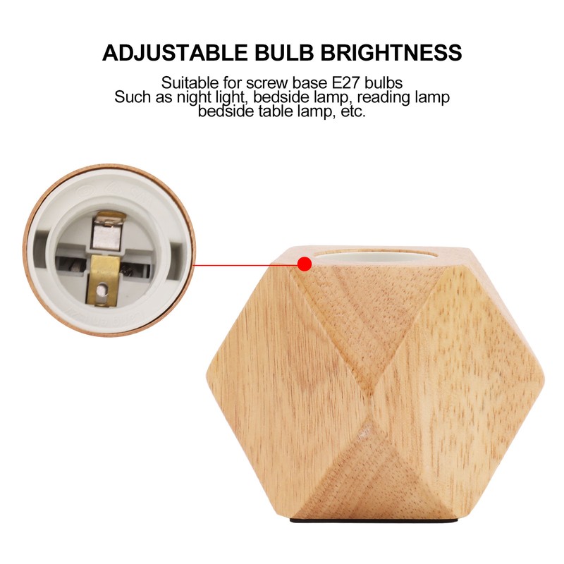 Wooden Diamond Lamp Base E27 Socket Modern Small Wood Table