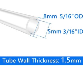 Yesallwas Silicone Tube 3/16" ID X 5/16" OD 10ft / 5mm x 8mm 3 meter Water Air Hose Pipe, High Temp Resistant Soft Hose Pipe Transparent Silicone Rubber Tubing (5mm x 8mm 3 meter)