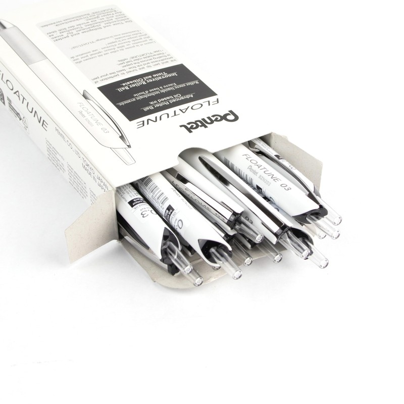 Pentel Floatune, Retractable Advanced Rollerball Pen, 0.3mm Tip, Black Ink,