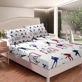 Feelyou Ice Hockey Sheet Set Twin Kids Sports Event Bedding Set Hockey Player Bed She...