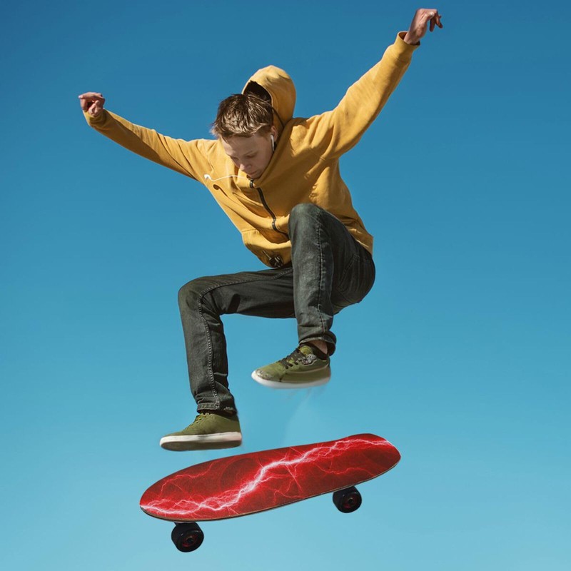 Nander Thunder Lightning Red Skateboard Grip Tape Sheet,Non Slip Waterproof