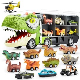 JOYIN 13 en 1 Juguetes de Dinosauriosauriosaurios para Niños de 3 a 5 años, Camión de Dinosauriosauriosaurios con 12 Coches Retirados, Juguete de Navi
