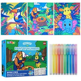 SNEILJOY Painting by Numbers for Children from 6-12 Years, DIY Hand-Painted Oil Painting Canvas Kits, Girls Gifts 5 6 7 Years