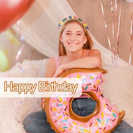 Souytgi Birthday Headband Hair Band for Women Colorful Birthday Crown for Girls Birthday Tiara for Women Rainbow Headbands for Birthday Party Decoration Accessories for Friend Daughter Sister