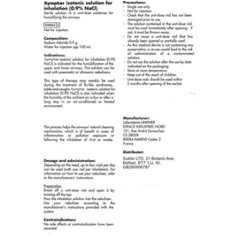 Symphar Saline Solution 0.9% Isotonic Sodium Chloride NaCl - Inhalation Saline Solution - 50 x 5 ml Unit Dose Vials, by SYMPHAR