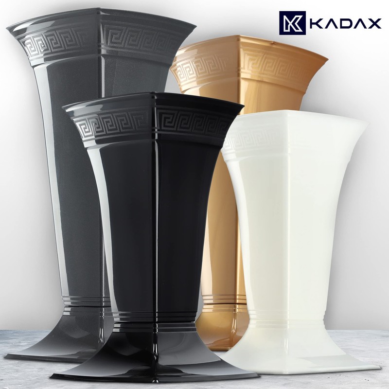 KADAX Grave Vase with Base, Plastic Cemetery Vase, Flower Vase