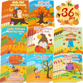 90shine 36PCS Fall Coloring Books for Kids, Thanksgiving Party Favors in Bulk Goodie Bag Stuffers Ages 2-4 3-5 4-8