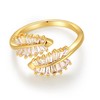 Vescence 18K Gold Plated Dainty Leaf Open Ring Double Leaf