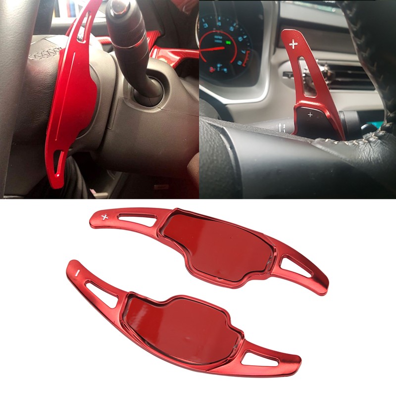 2pcs Steering Wheel Shift Paddle Extension Red ABS Replacement for