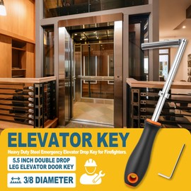 5.5 Inch Double Drop Leg Elevator Door Key 3/8 Diameter (Orange)