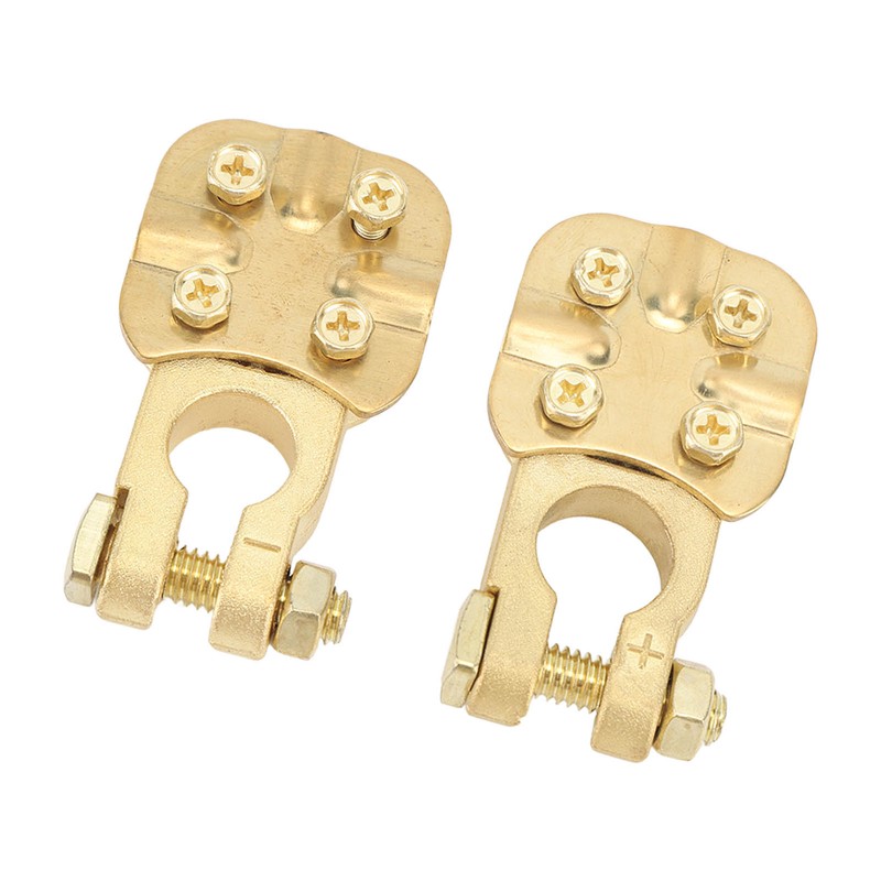2Pcs Brass Battery Terminal Connector Car Top Post Clamp Set