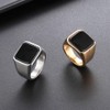 Joliernelle Black Onyx Signet Ring for Men Solid Stainless Steel