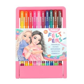 Depesche TOPModel 13334 Magic Fibre Tip Pen Set, 10 Double Felt Tip Pens in Case, with Brush Tip and Magic Tip for Colour Change