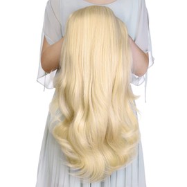 24" Long Wavy Clip in Half Head Tied Wig Premium Japanese Synthetic Kanekalon fibers Hair Extensions For Women 210g (4#)