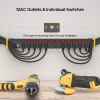 CRST 12-Outlet with independent switches and power cord managers,9ft Cord/15A/1875W