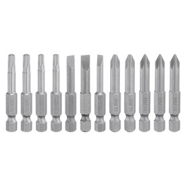 HARFINGTON 12pcs Screwdriver Bit Set SL3/4/5/6 PH1(6.0) PH2(6.0) T20/T25 S2 Steel 1/4" Hex Shank 2" Length Magnetic Slotted Phillips Torx Head Power Drill Bits
