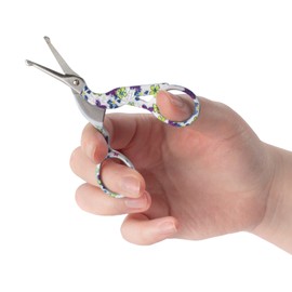 Stork Bird Rounded Safety Tip Embroidery Craft Stainless Steel Crane Scissors - Small Purple - 1 Pair