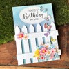 Katy Sue White and Kraft Picket Fence Shaped 5 x
