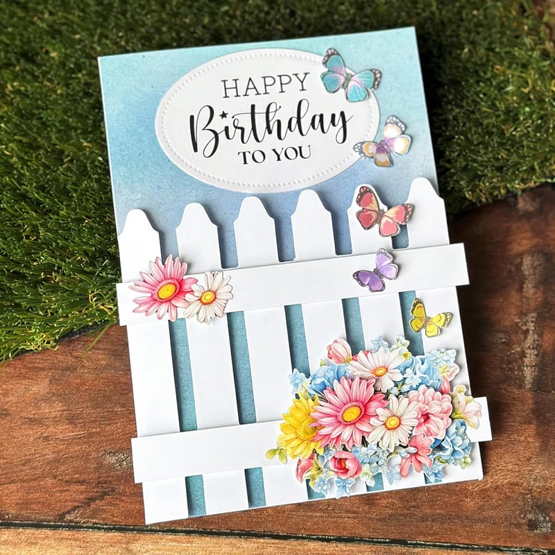 Katy Sue White and Kraft Picket Fence Shaped 5 x