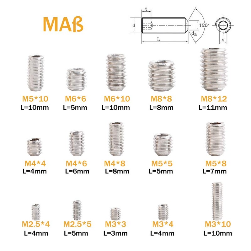Vigrue 300 Pieces M2.5 M3 M4 M5 M6 M8 Stainless