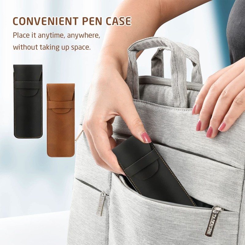 NINVVS 2 Pieces Pen Case, PU Leather Pen Case, Handmade