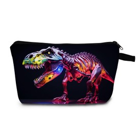 MoCaliduccious Neon Dino Skeleton Print Makeup Bag Gift-Ready for Birthdays, Xmas & Sci-Fi Enthusiasts Cyberpunk Birthday Gifts for Adults