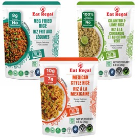 Eat Regal Heat & Eat Rice – 3 Flavor Variety Pack (6 Pack, 8.8 oz Each) – Mexican, Vegetable Fried, Cilantro & Lime – Microwave-Ready in 90 Seconds – Non-GMO, Gluten-Free