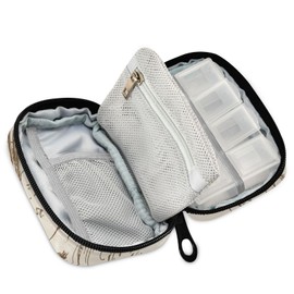 Ollabaky Western Desert Cowboy Vintage Pill Organizer Travel Pill Cases Bag Portable Pill Container 7 Days Pill Box Organizer Vitamin Supplement Holder with Zipper for Family Business